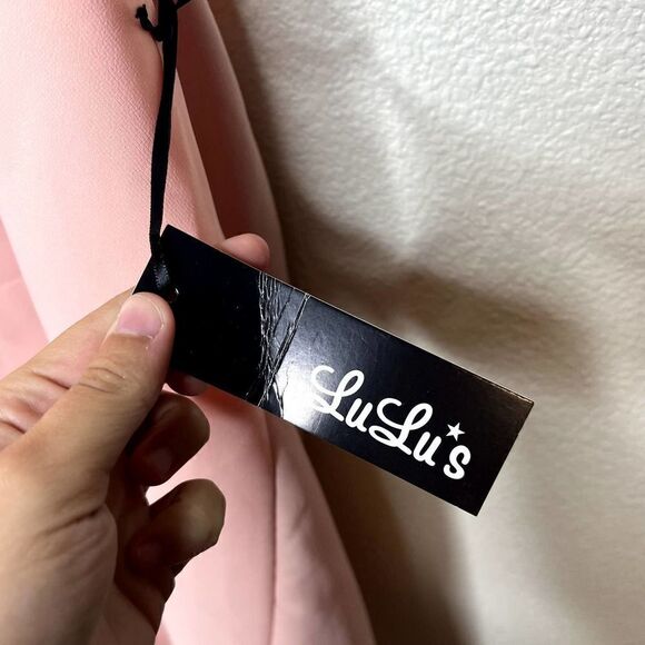 Lulus Pink High Neck Halter Neck Tie Mini Dress Size Large - Picture 2 of 6